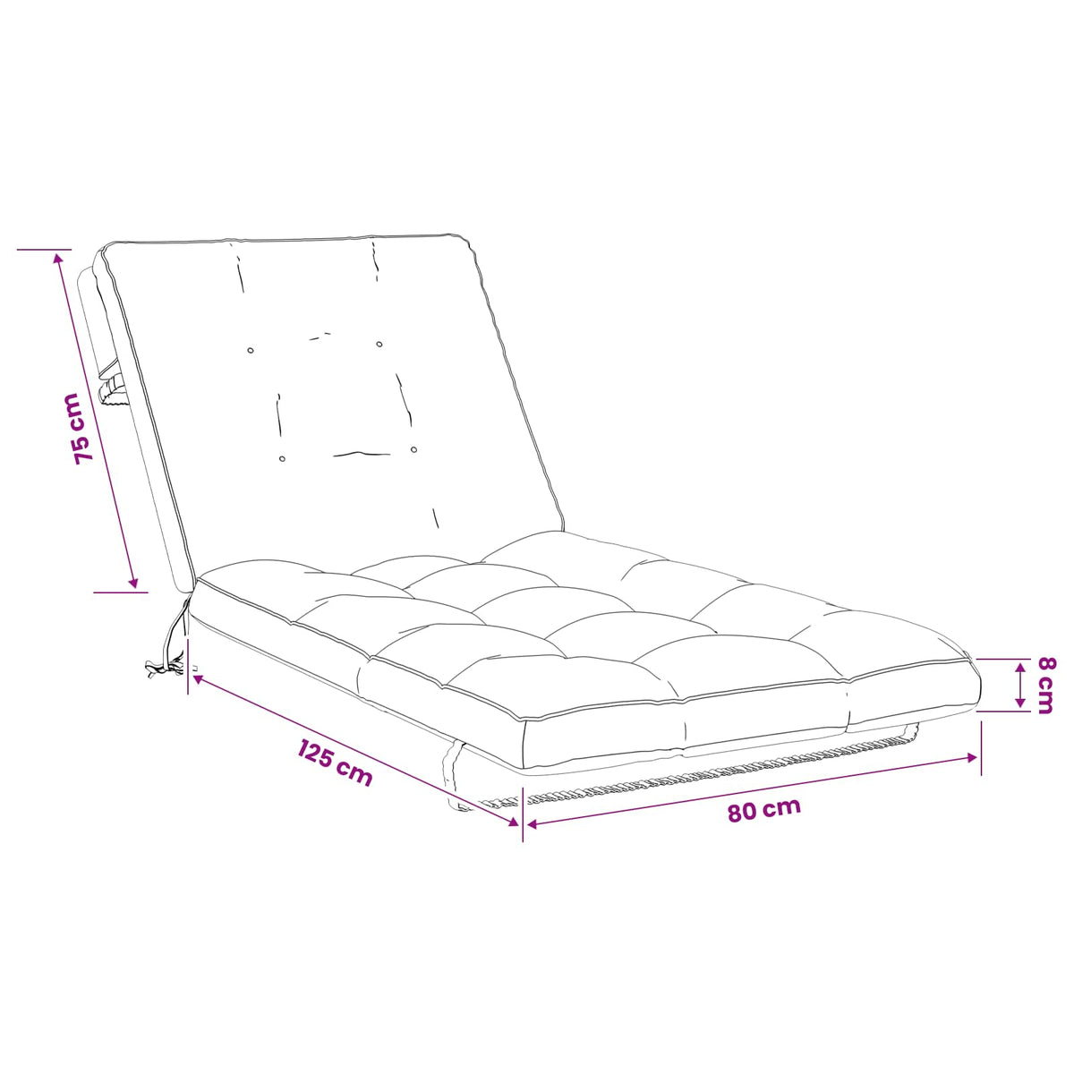 Solseng Pude VIANEN 100% polyester Mørk blå 200 x 80 x 8 cm