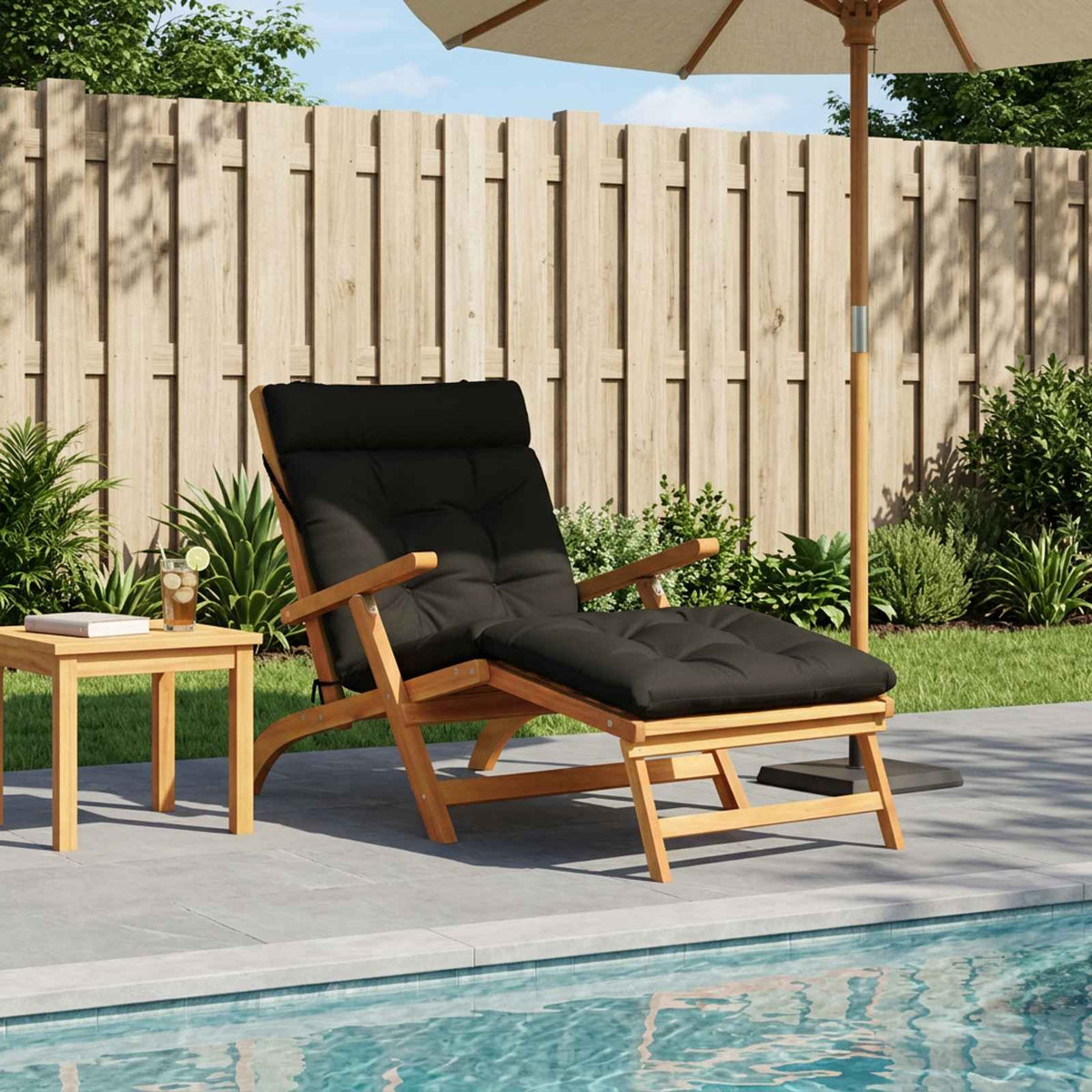 Solseng Pude VIANEN 100% polyester Sort 200 x 90 x 8 cm