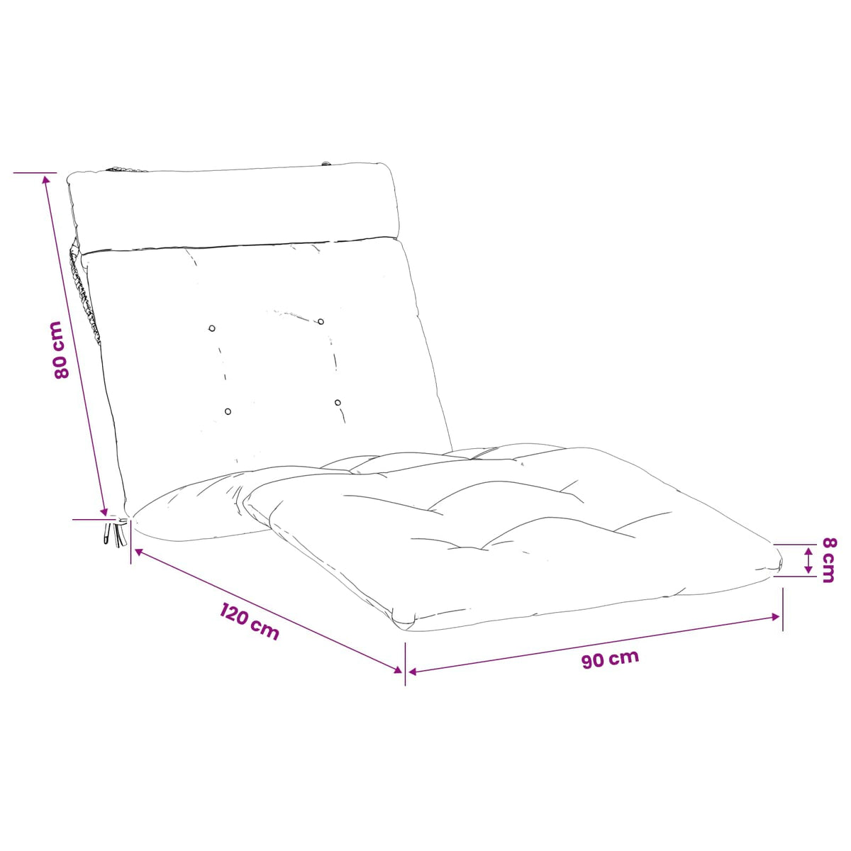 Solseng Pude VIANEN 100% polyester Sort 200 x 90 x 8 cm