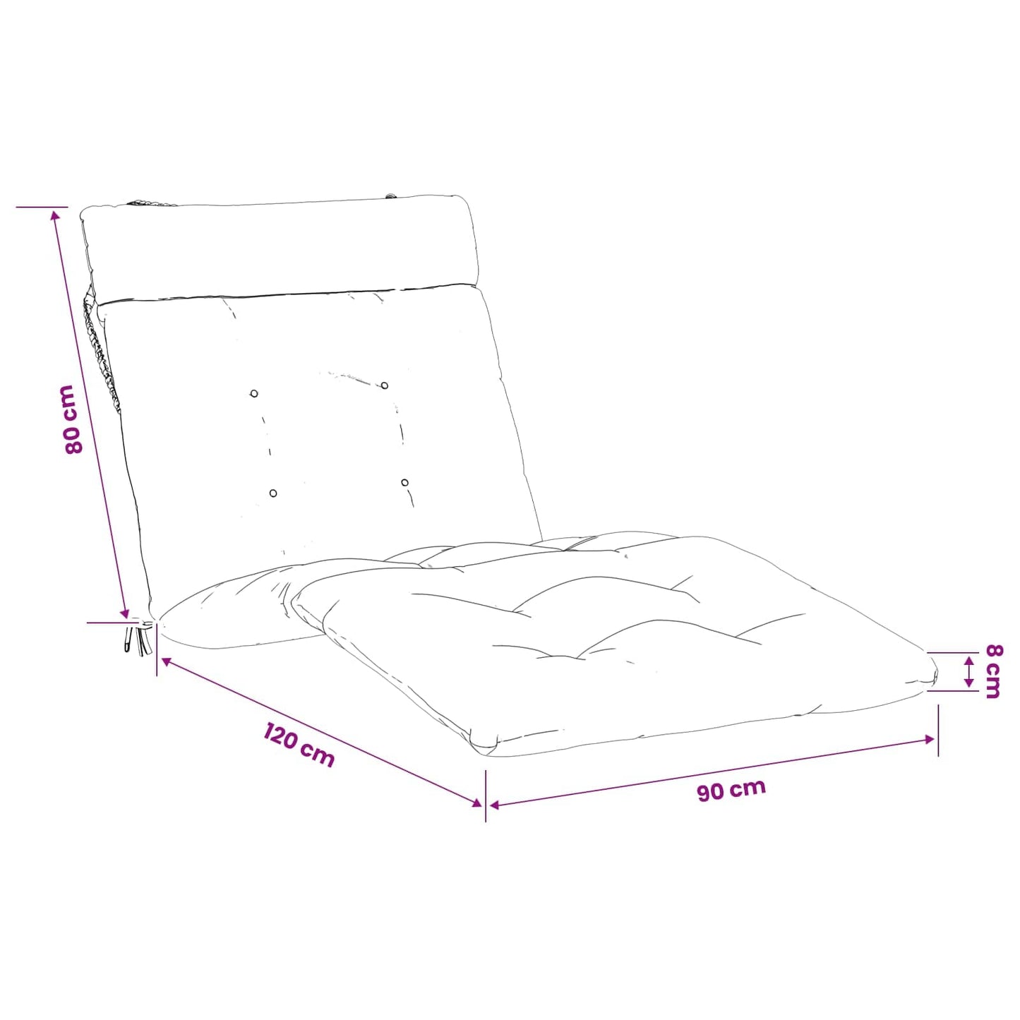 Solseng Pude VIANEN 100% polyester Antracit 200 x 90 x 8 cm