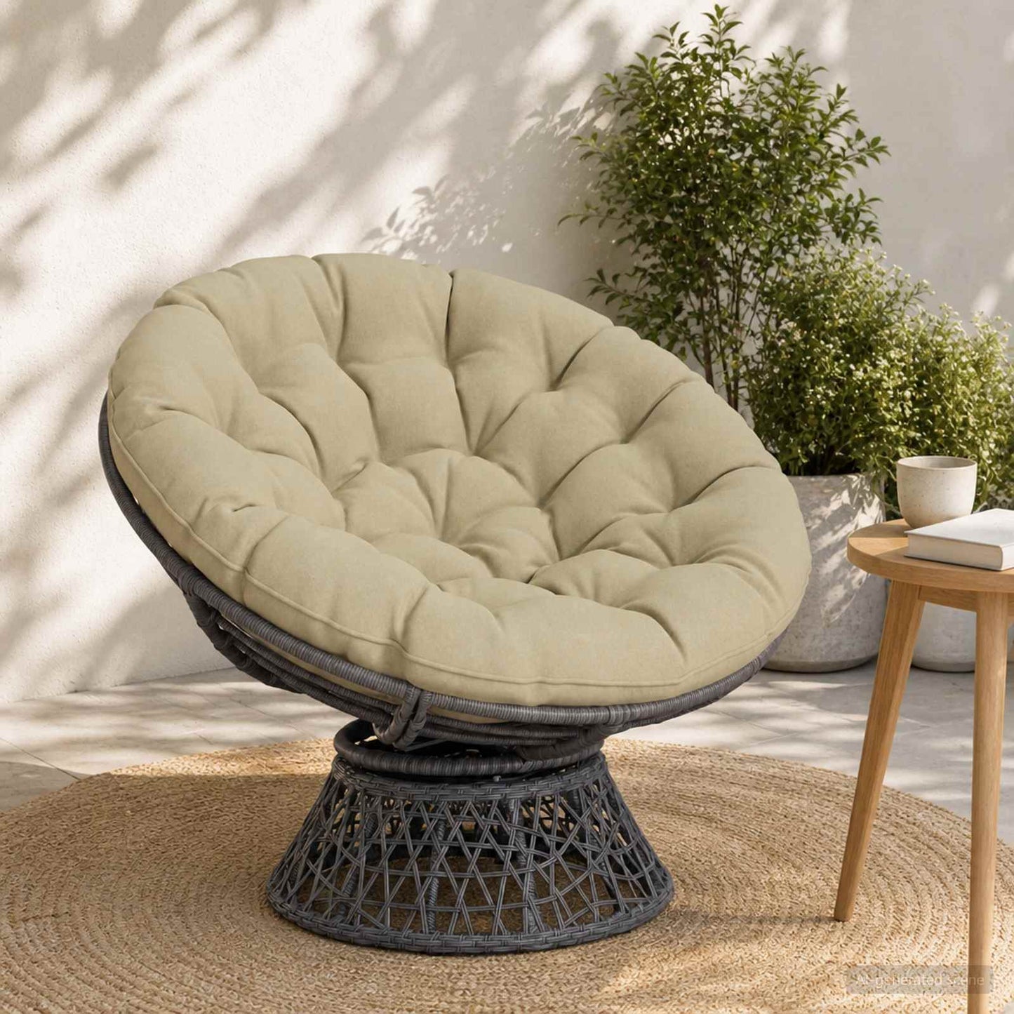 Papasan stolspude VIANEN 100% polyester Lys grøn Ø 100 x 12 cm