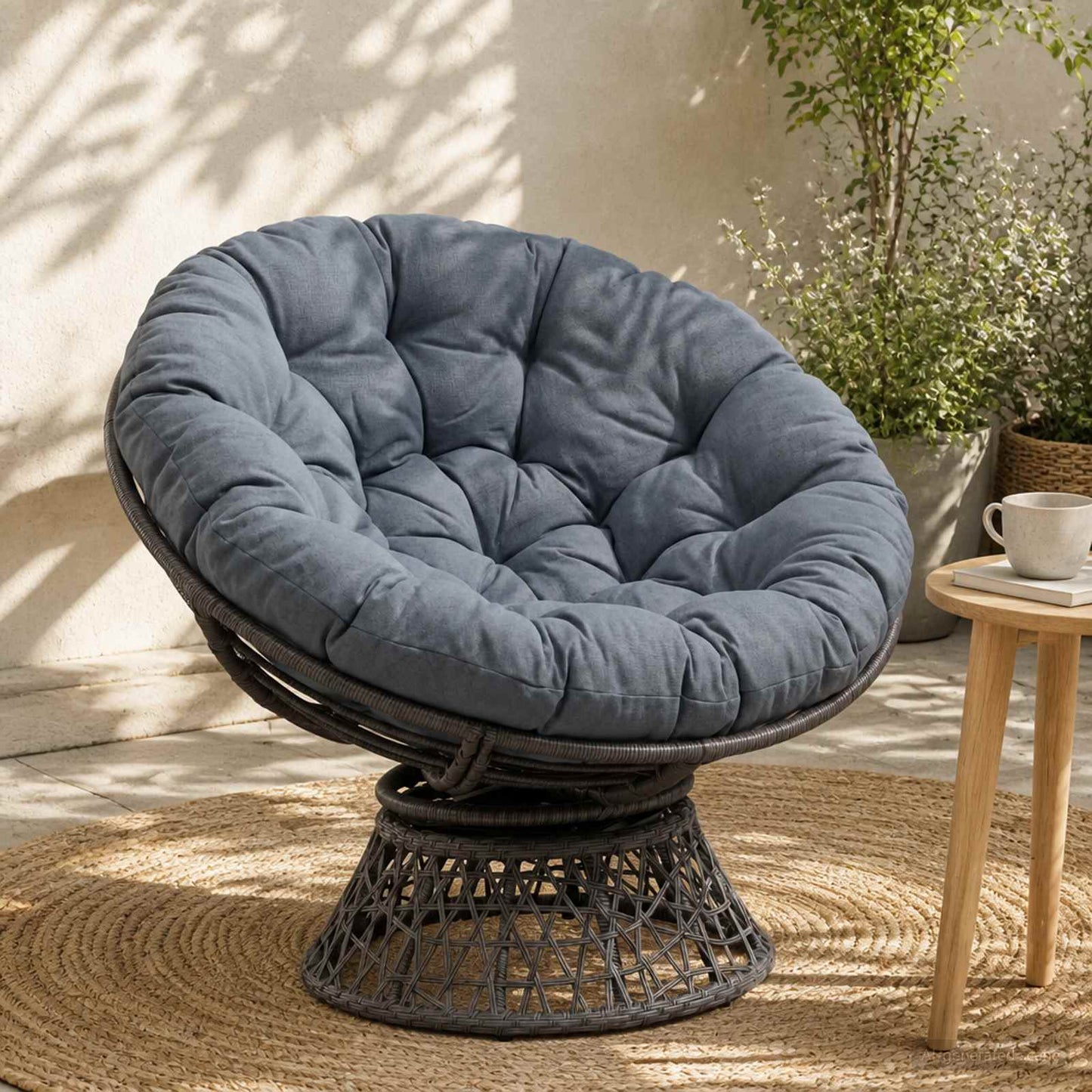 Papasan stolspude VIANEN 100% polyester Blå Ø 100 x 12 cm