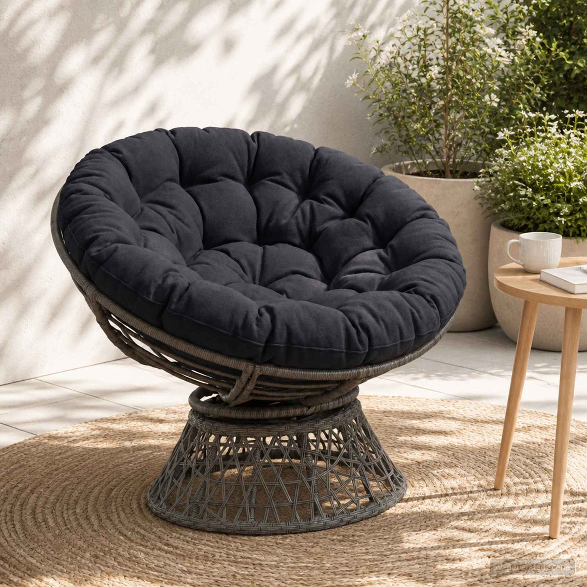 Papasan stolspude VIANEN 100% polyester Mørk blå Ø 100 x 12 cm