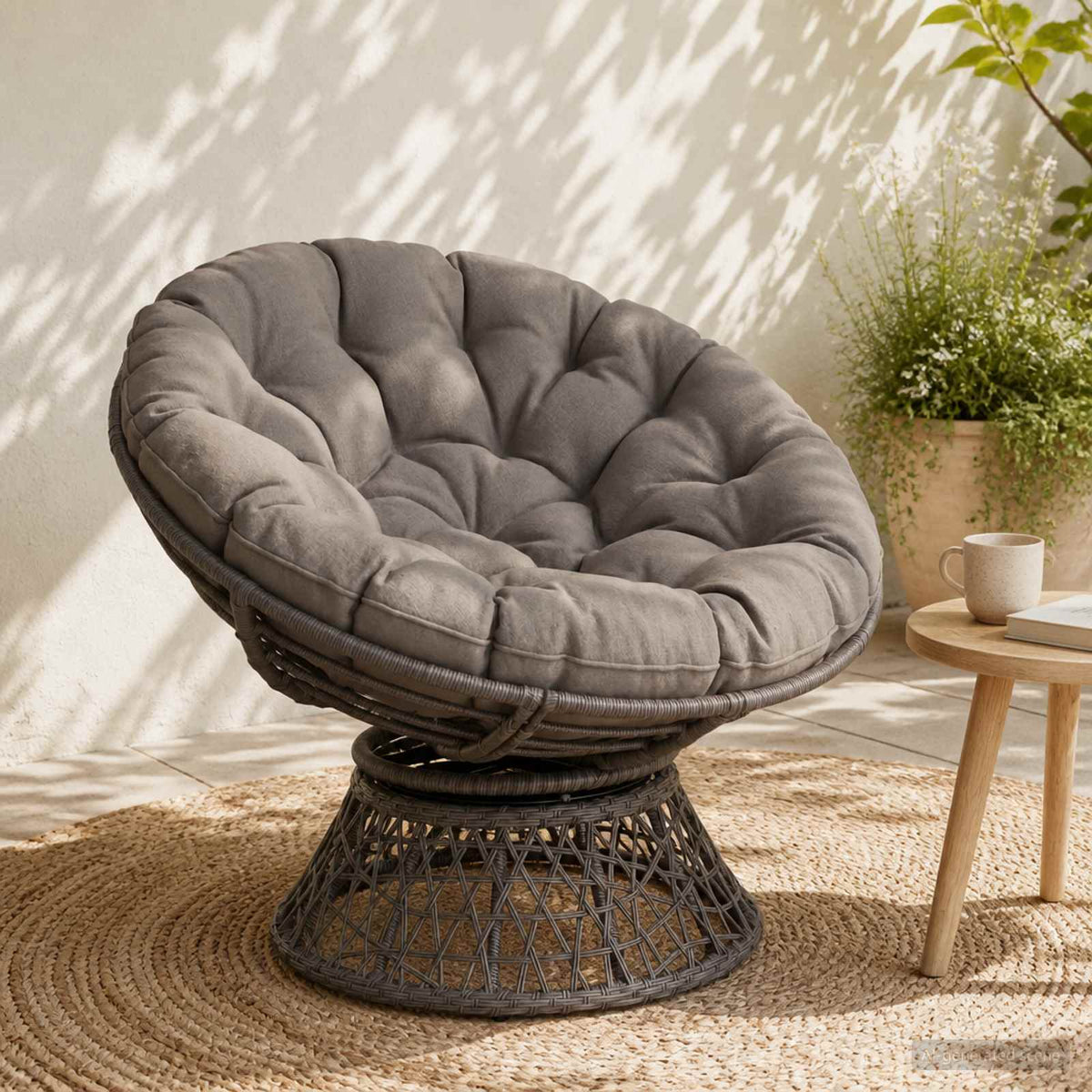 Papasan stolspude VIANEN 100% polyester Grå Ø 100 x 12 cm