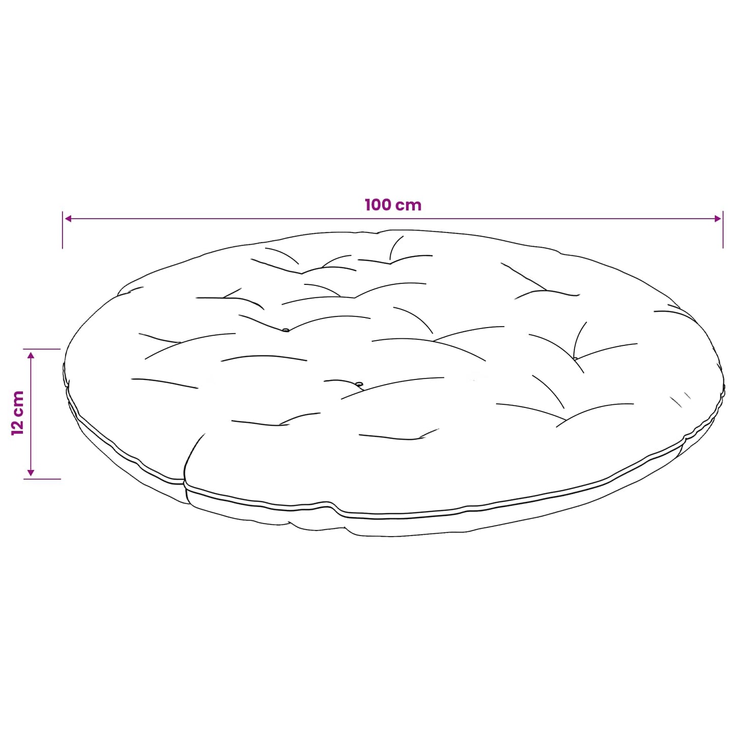 Papasan stolspude VIANEN 100% polyester Antracit Ø 100 x 12 cm