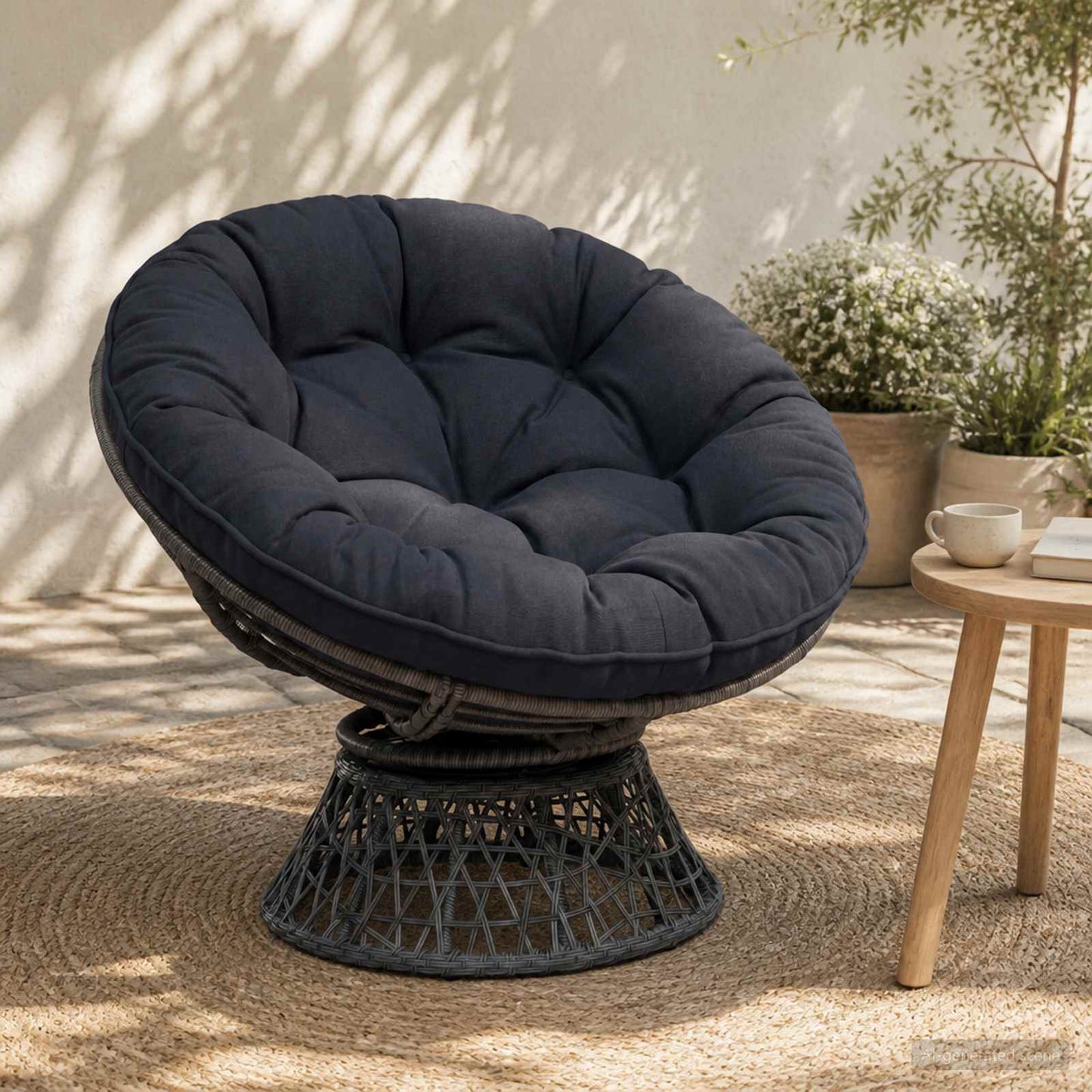 Hængestolspude VIANEN 100% polyester Mørk blå Ø 40 x 10 cm