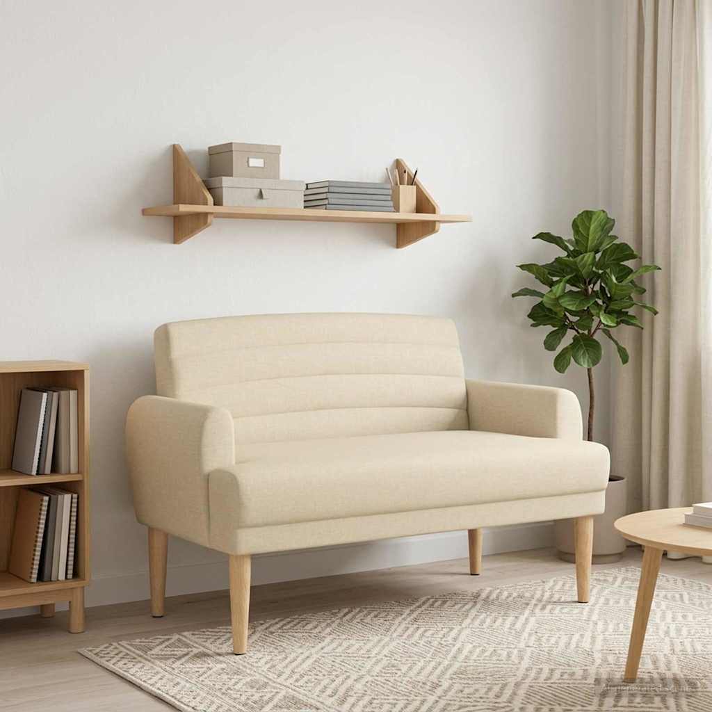 Lænestol med knap tufting Cremefarvet 116 x 67 x 80 cm Stof