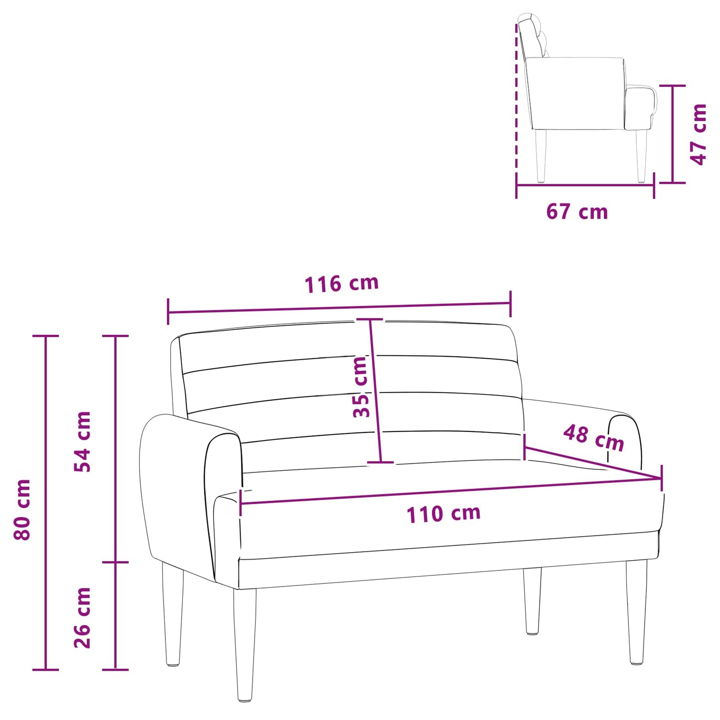 Lænestol med knap tufting Cremefarvet 116 x 67 x 80 cm Stof