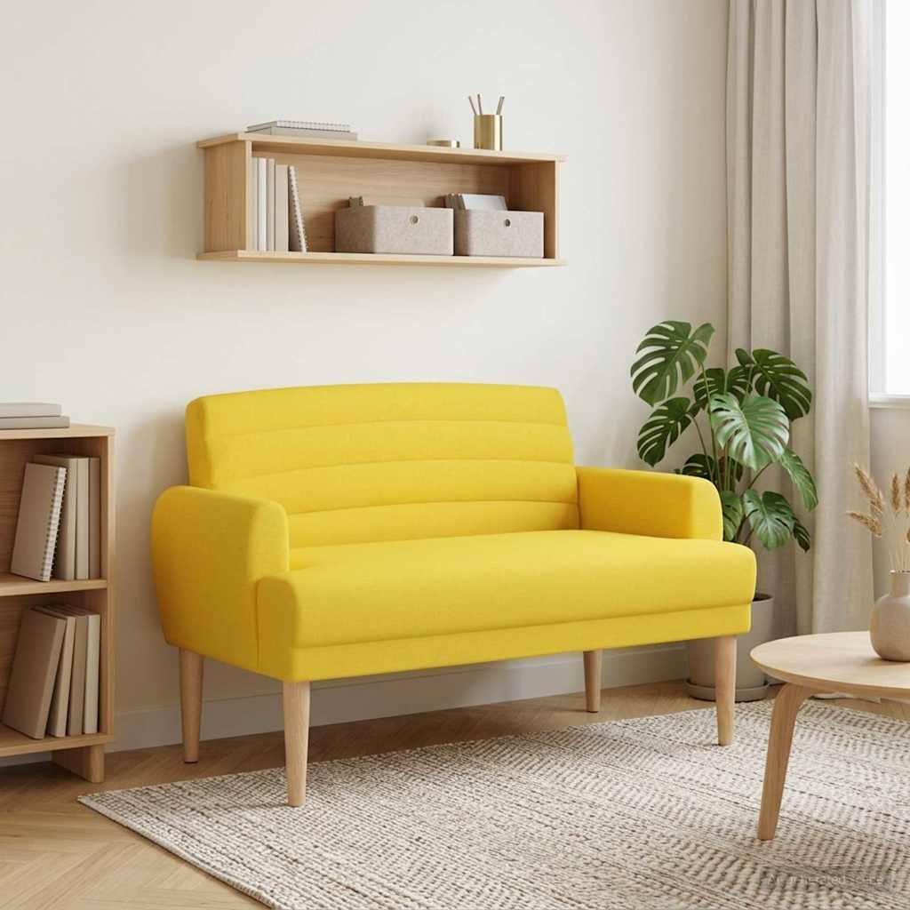 Lænestol med knap tufting Lys Gul 116 x 67 x 80 cm Stof