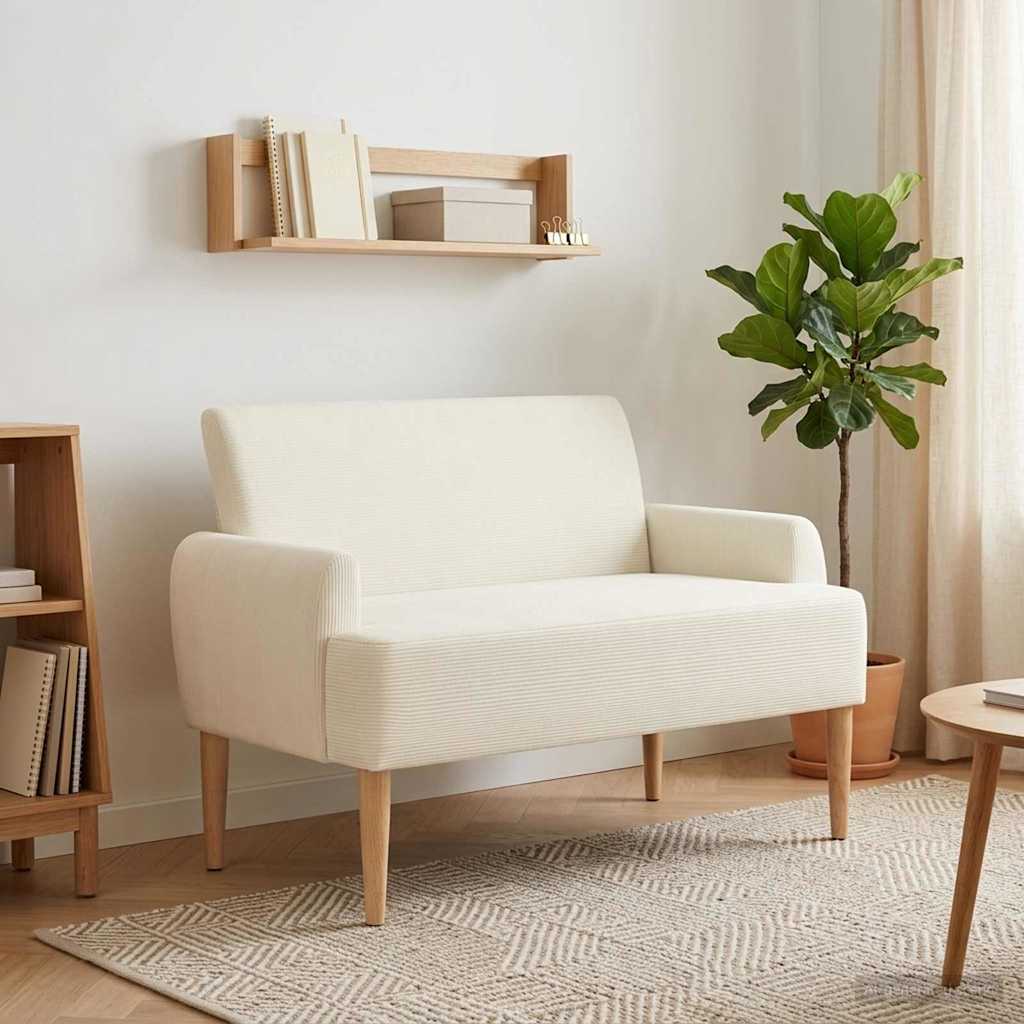 Lænestol med knap tufting Cremefarvet 116 x 67 x 81 cm