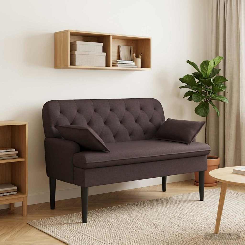 Lænestol med knap tufting Mørk Brun 111 x 68 x 80 cm Stof