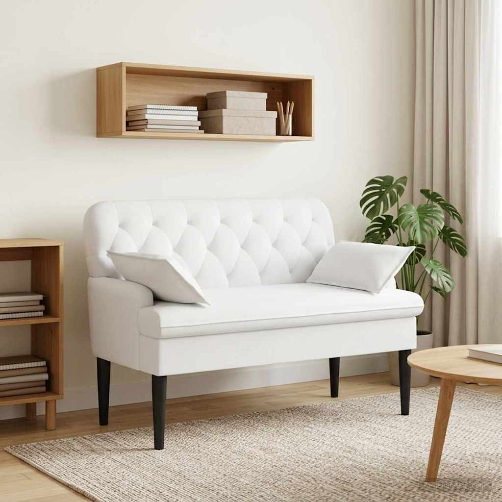 Lænestol med knap tufting Hvid 111 x 68 x 80 cm Stof