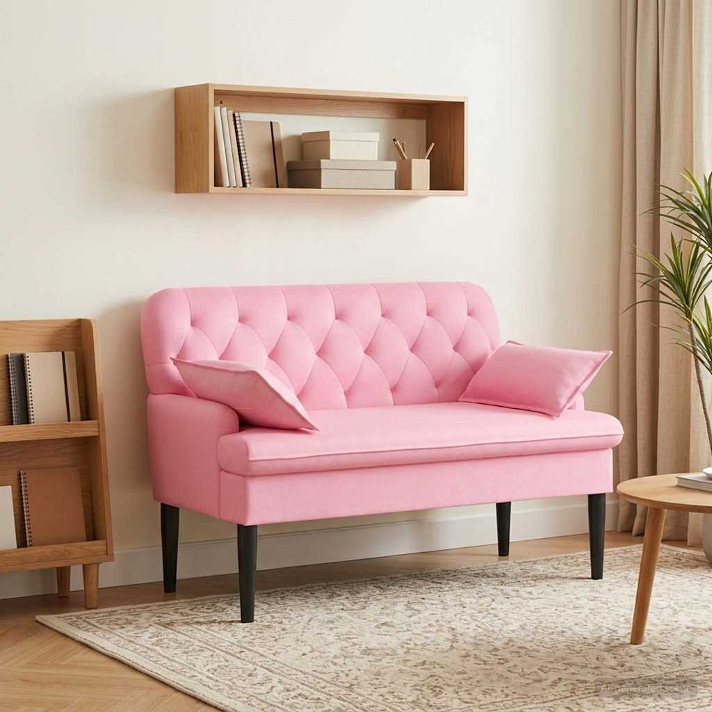 Lænestol med knap tufting Lyserød 111 x 68 x 80 cm Stof