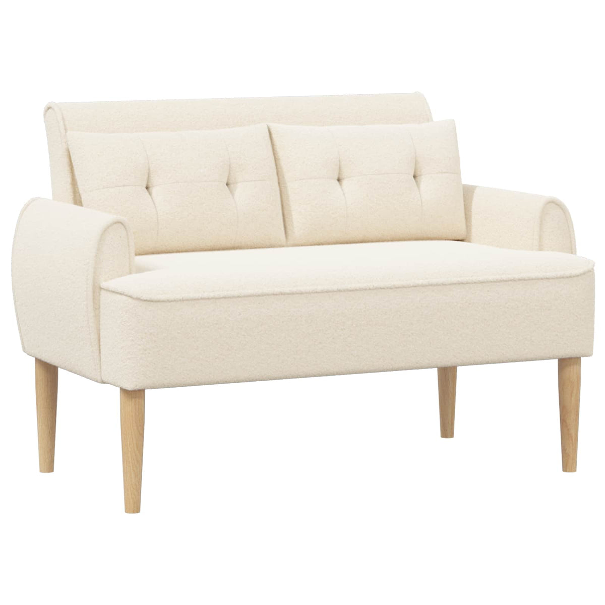 Lænestol med knap tufting Cremefarvet 117 x 67 x 77 cm Bouclé