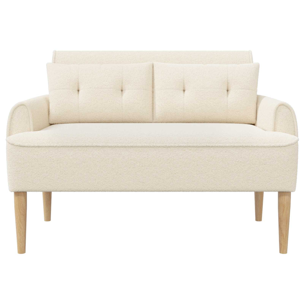 Lænestol med knap tufting Cremefarvet 117 x 67 x 77 cm Bouclé