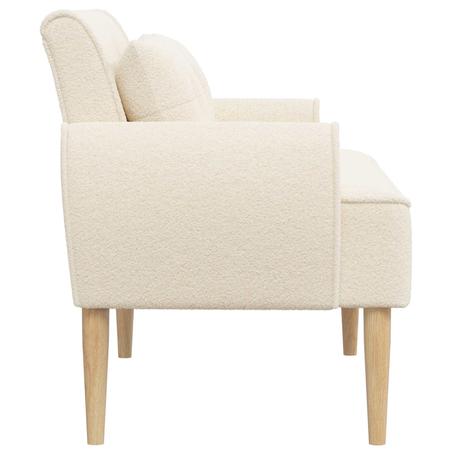 Lænestol med knap tufting Cremefarvet 117 x 67 x 77 cm Bouclé