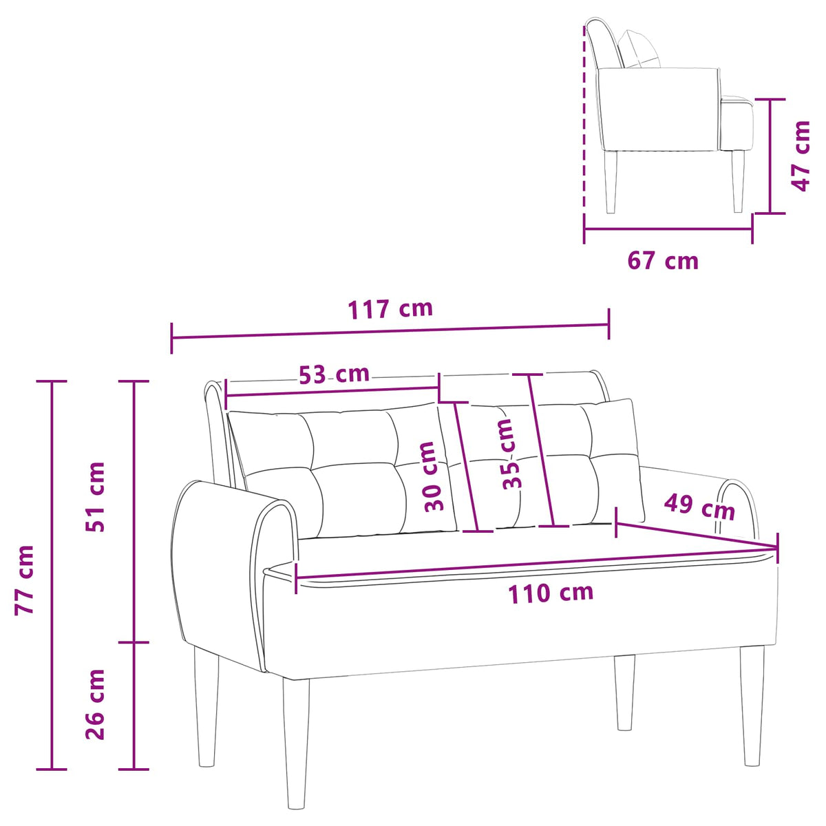 Lænestol med knap tufting Beige 117 x 67 x 77 cm Bouclé
