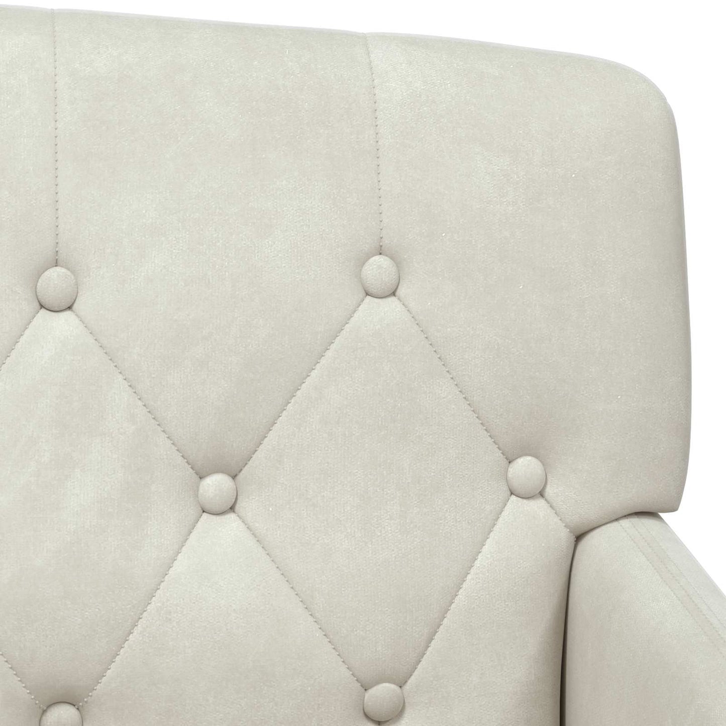 Lænestol med knap tufting Cremefarvet 111 x 65 x 79 cm Fløjl