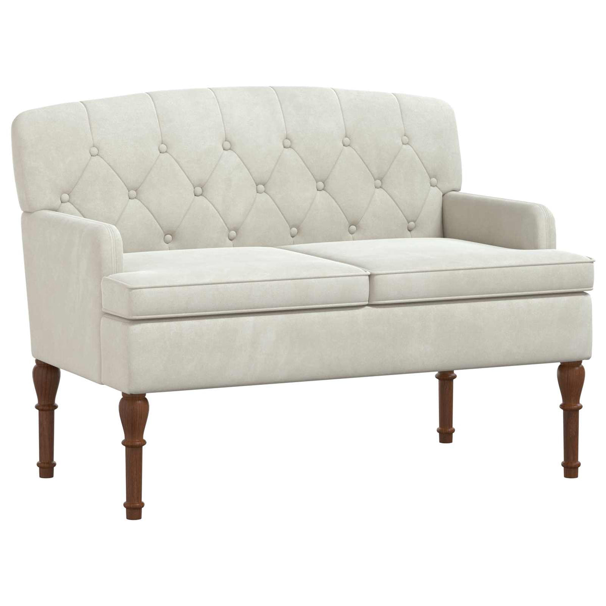 Lænestol med knap tufting Cremefarvet 111 x 65 x 79 cm Fløjl