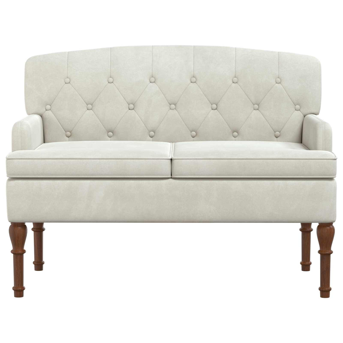 Lænestol med knap tufting Cremefarvet 111 x 65 x 79 cm Fløjl