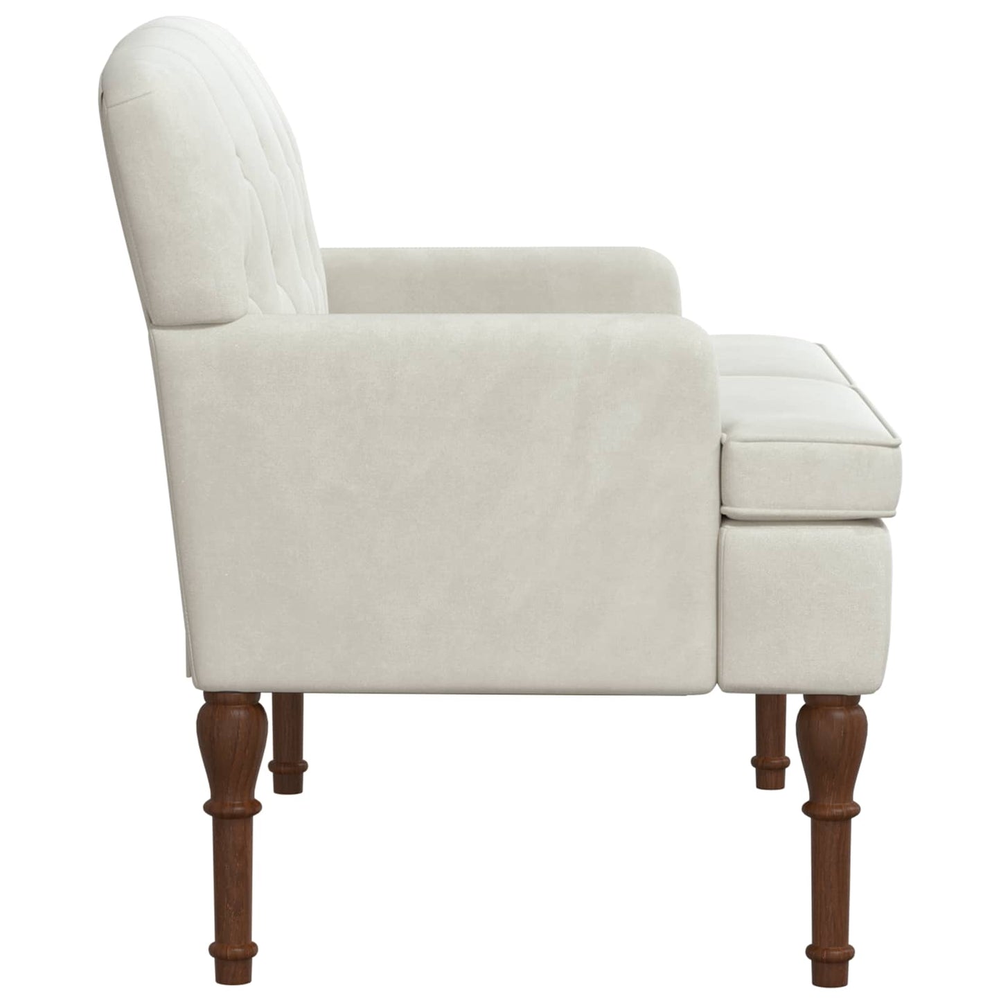 Lænestol med knap tufting Cremefarvet 111 x 65 x 79 cm Fløjl