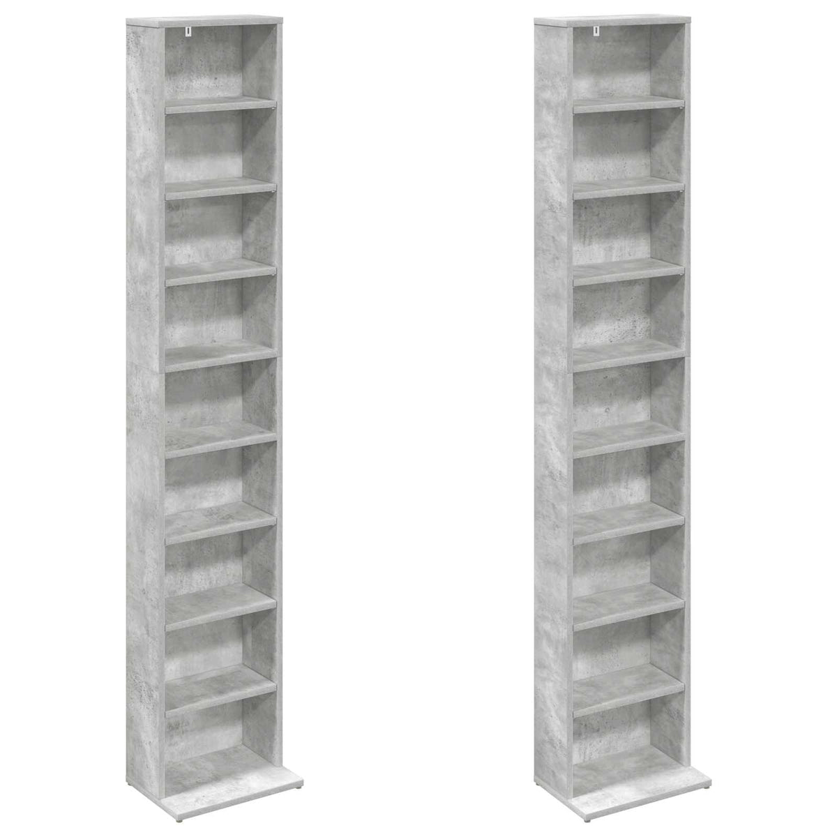 CD Skab 2 stk. Betongrå 33 x 23,5 x 175 cm Konstrueret træ