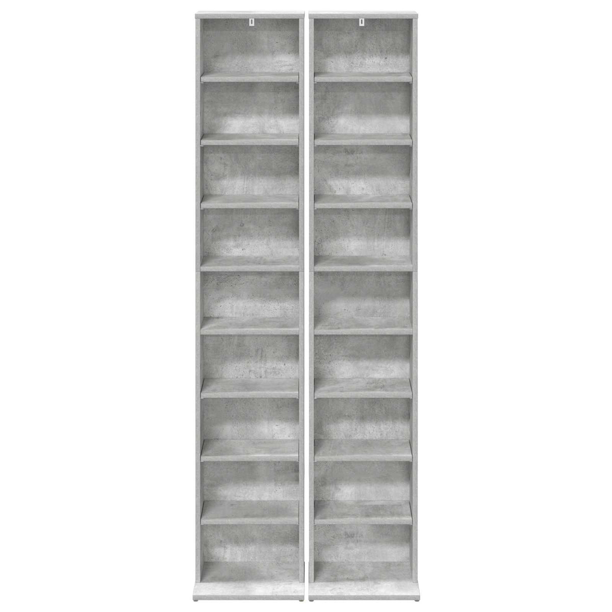 CD Skab 2 stk. Betongrå 33 x 23,5 x 175 cm Konstrueret træ