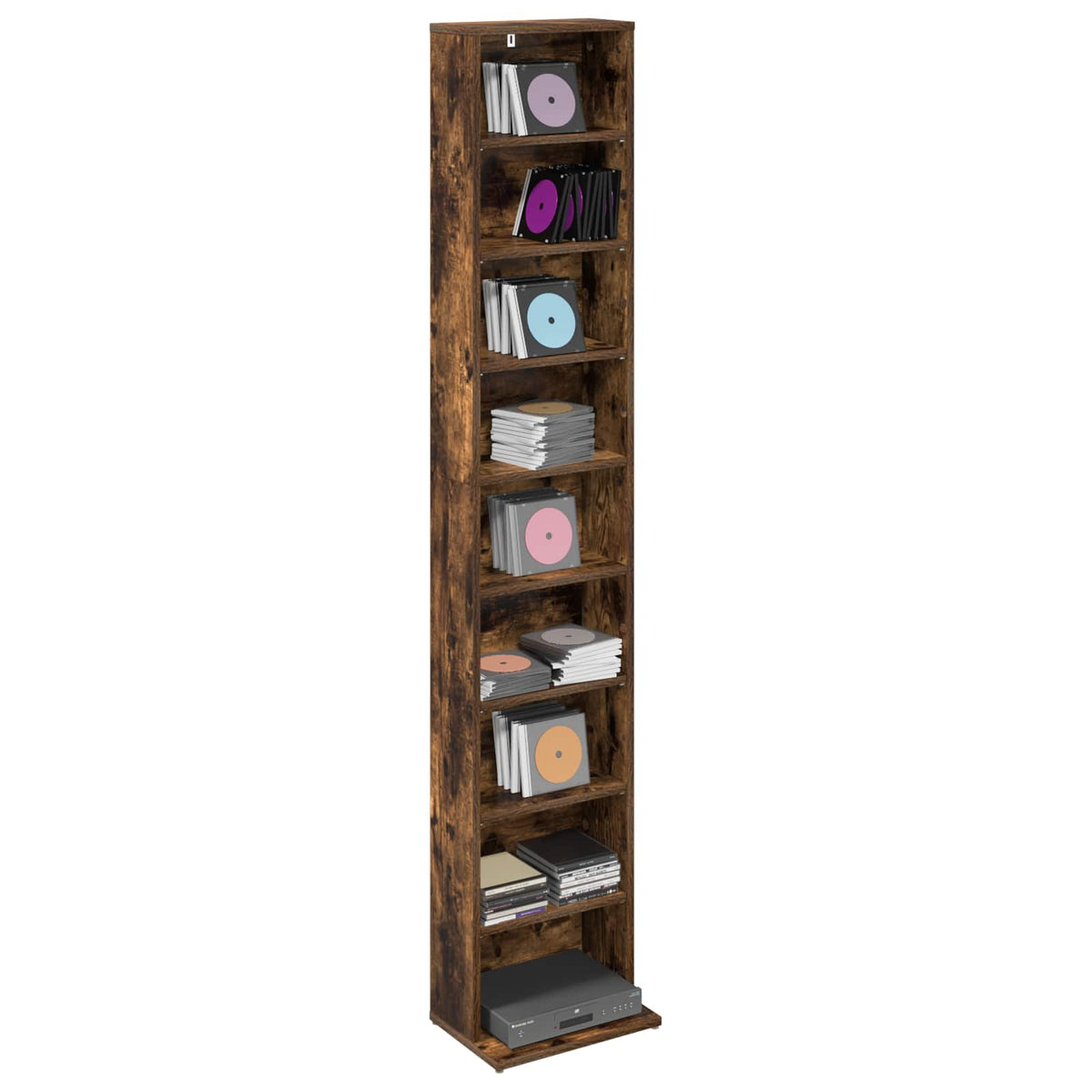 CD Skab Røget eg 33 x 23,5 x 175 cm Konstrueret træ