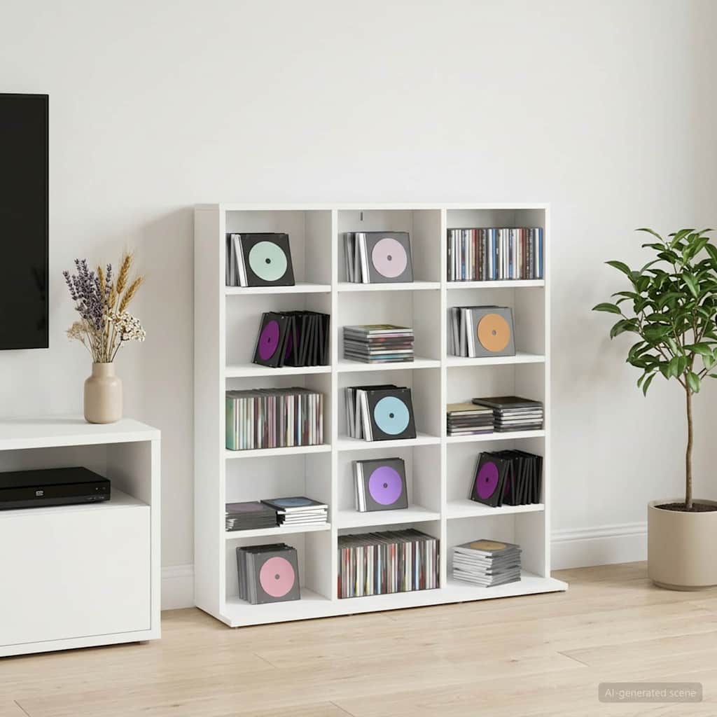CD Skab Hvid 96 x 23,5 x 97,5 cm Konstrueret træ