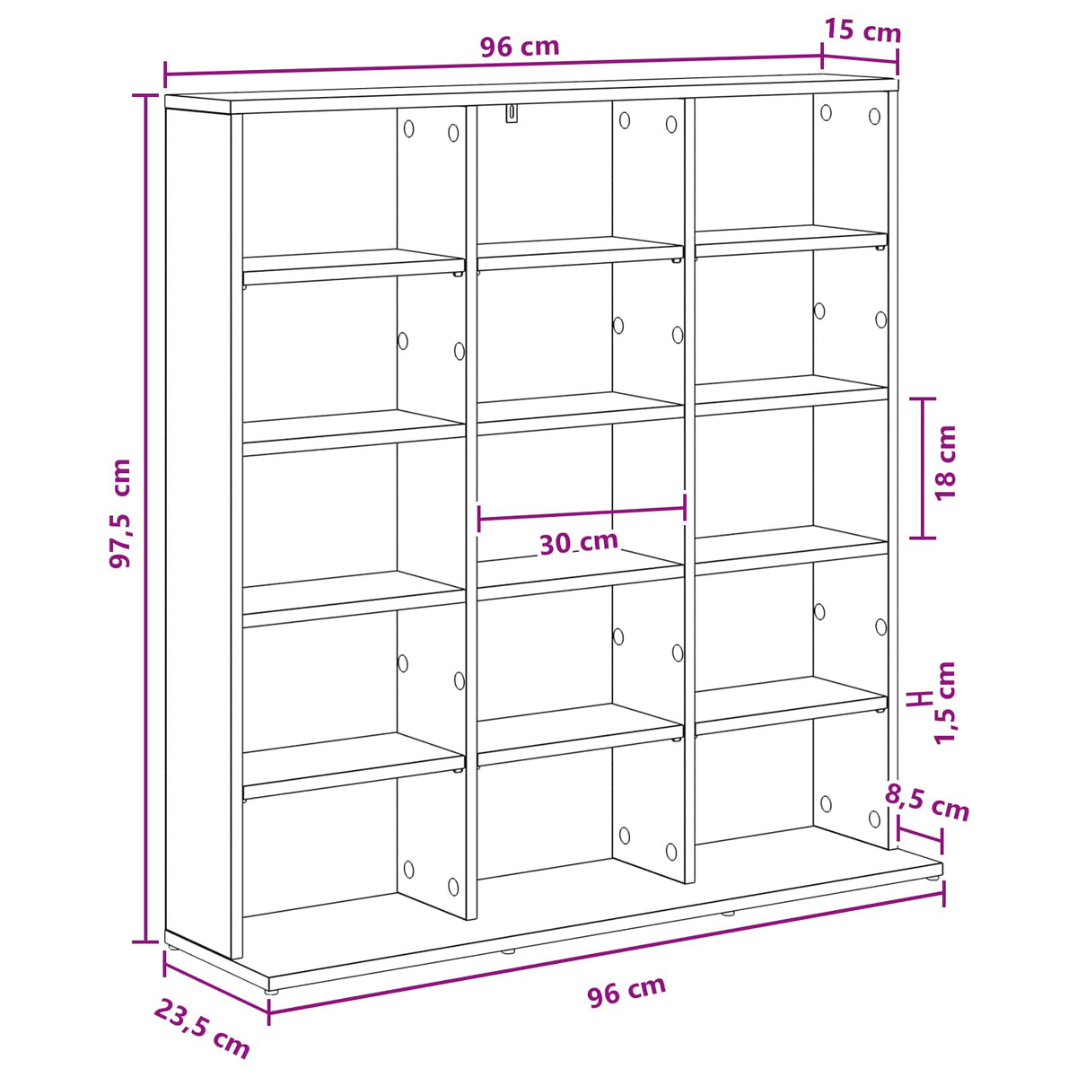 CD Skab Sort eg 96 x 23,5 x 97,5 cm Konstrueret træ