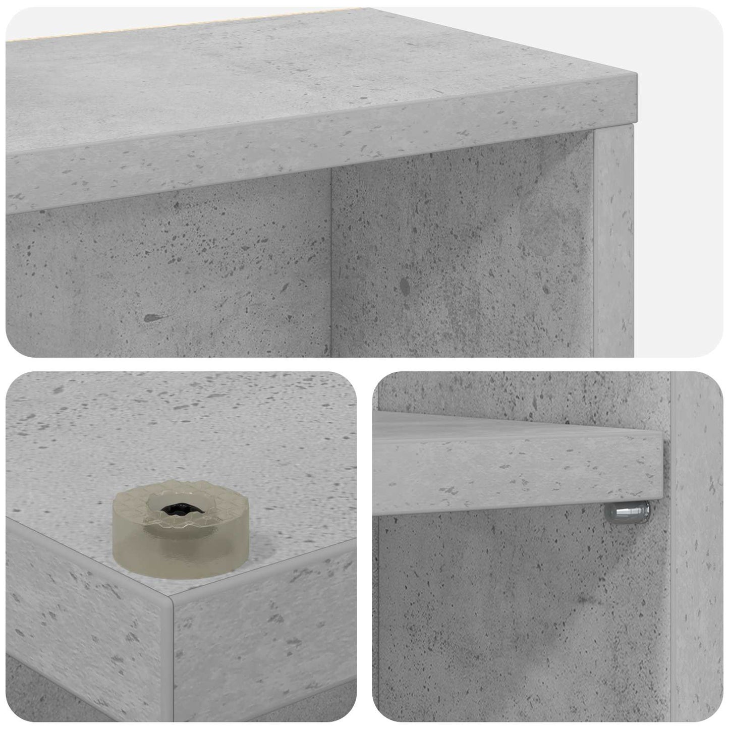 CD Skab 2 stk. Betongrå 65 x 23,5 x 97,5 cm Konstrueret træ