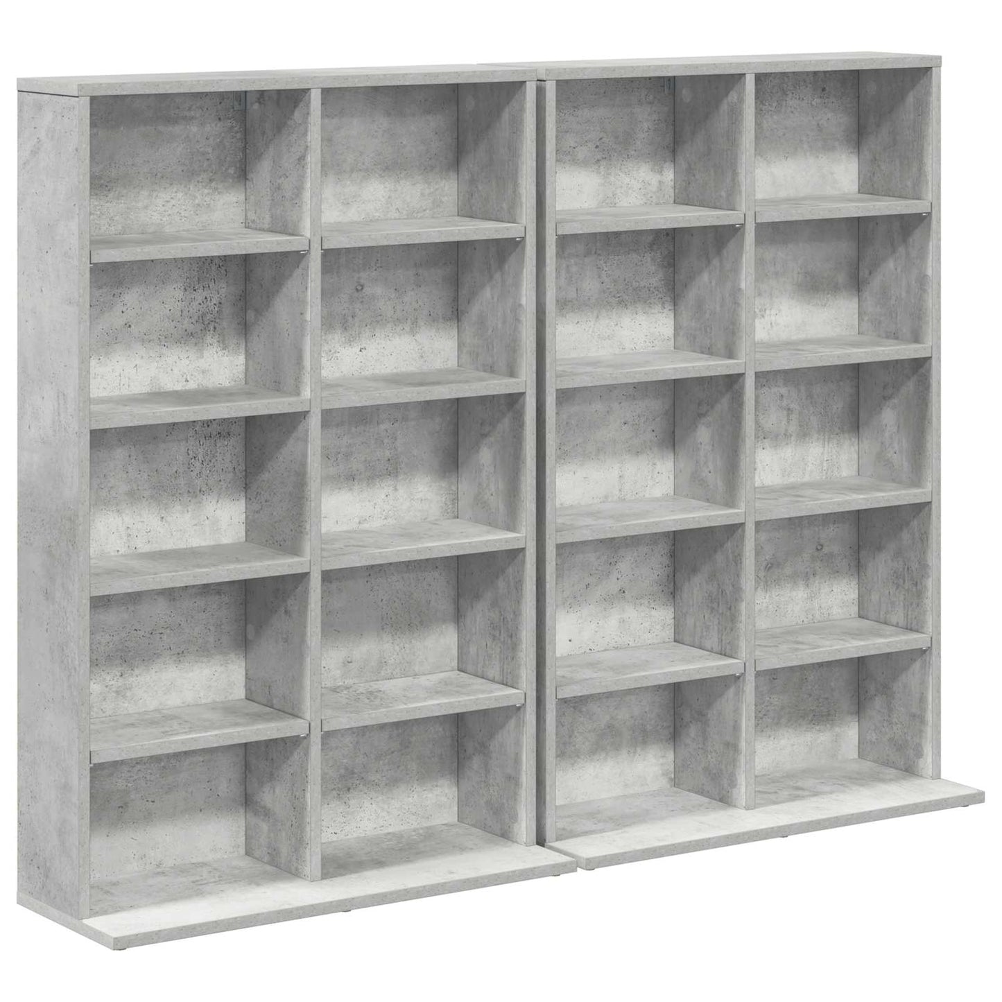 CD Skab 2 stk. Betongrå 65 x 23,5 x 97,5 cm Konstrueret træ