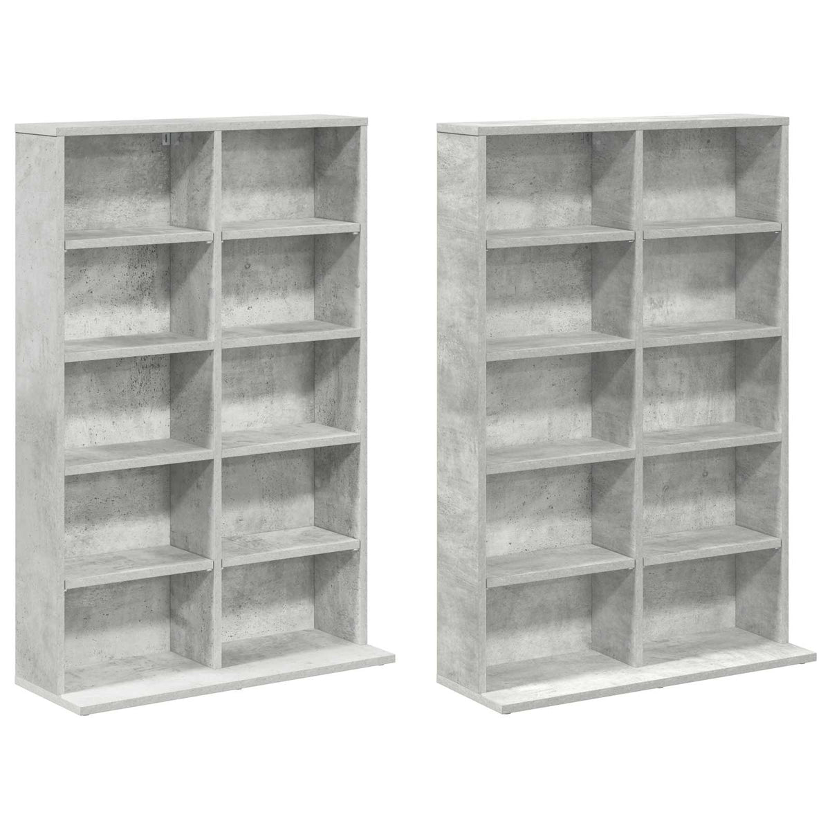 CD Skab 2 stk. Betongrå 65 x 23,5 x 97,5 cm Konstrueret træ