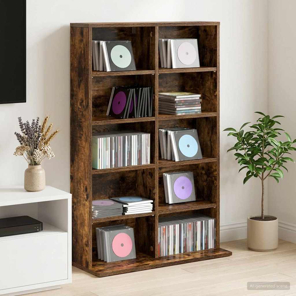CD Skab Røget eg 65 x 23,5 x 97,5 cm Konstrueret træ