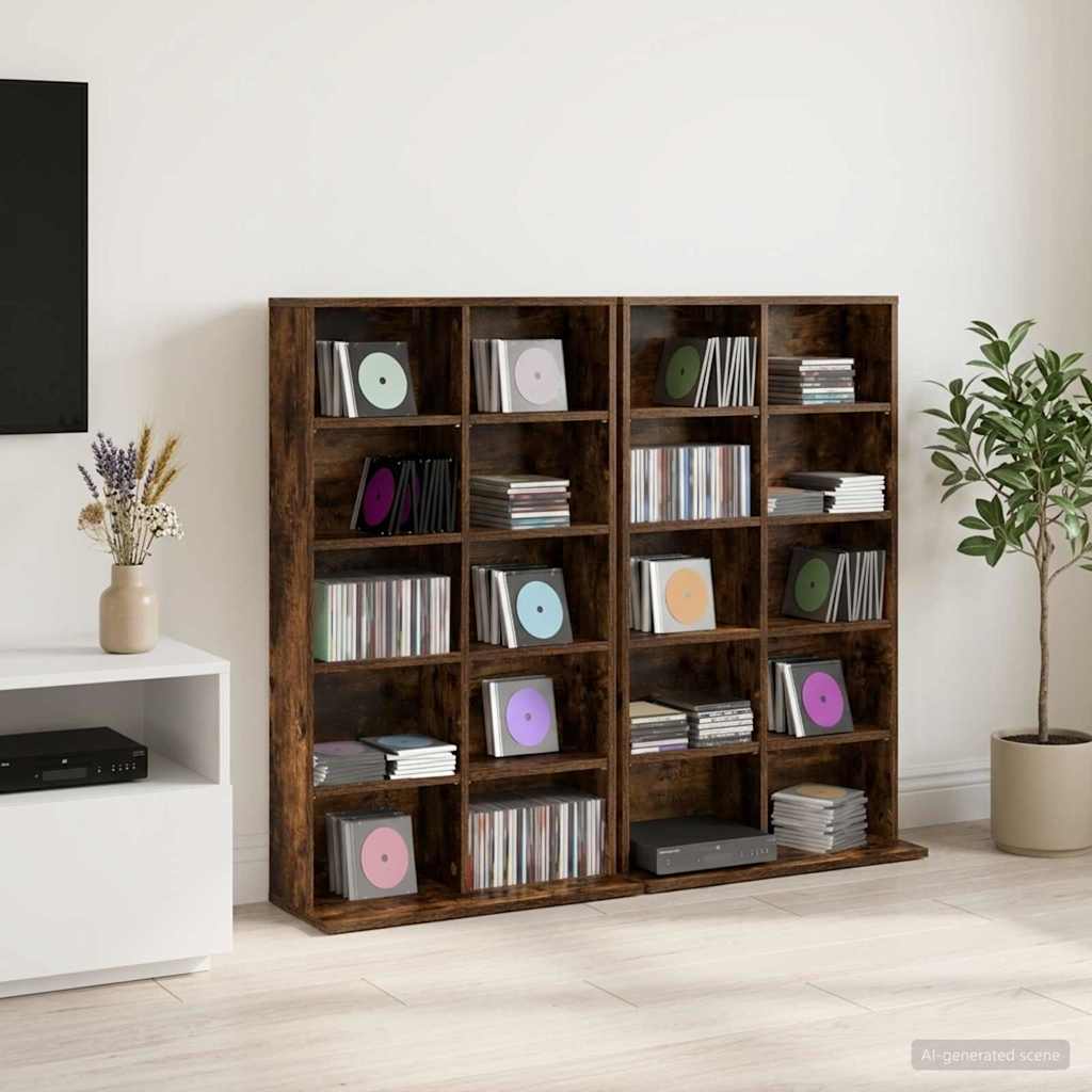 CD Skab 2 stk. Røget eg 65 x 23,5 x 97,5 cm Konstrueret træ
