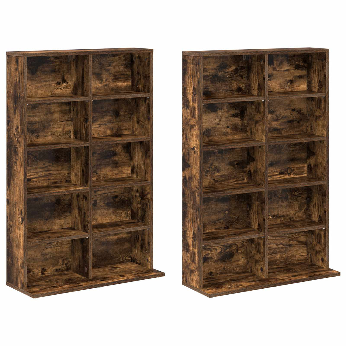CD Skab 2 stk. Røget eg 65 x 23,5 x 97,5 cm Konstrueret træ