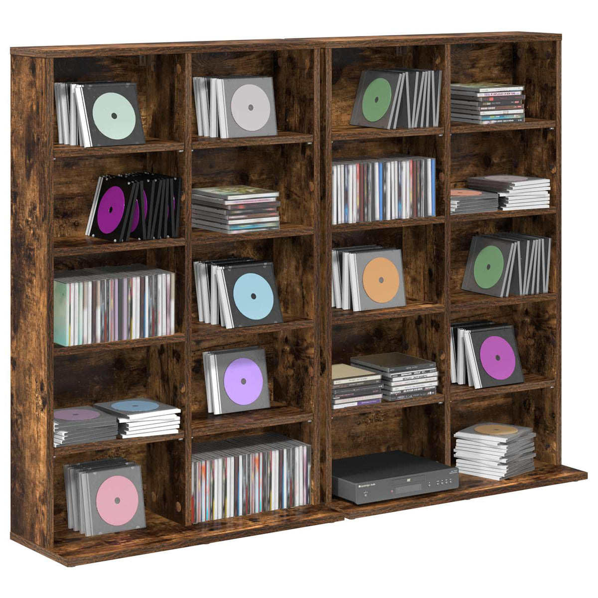 CD Skab 2 stk. Røget eg 65 x 23,5 x 97,5 cm Konstrueret træ