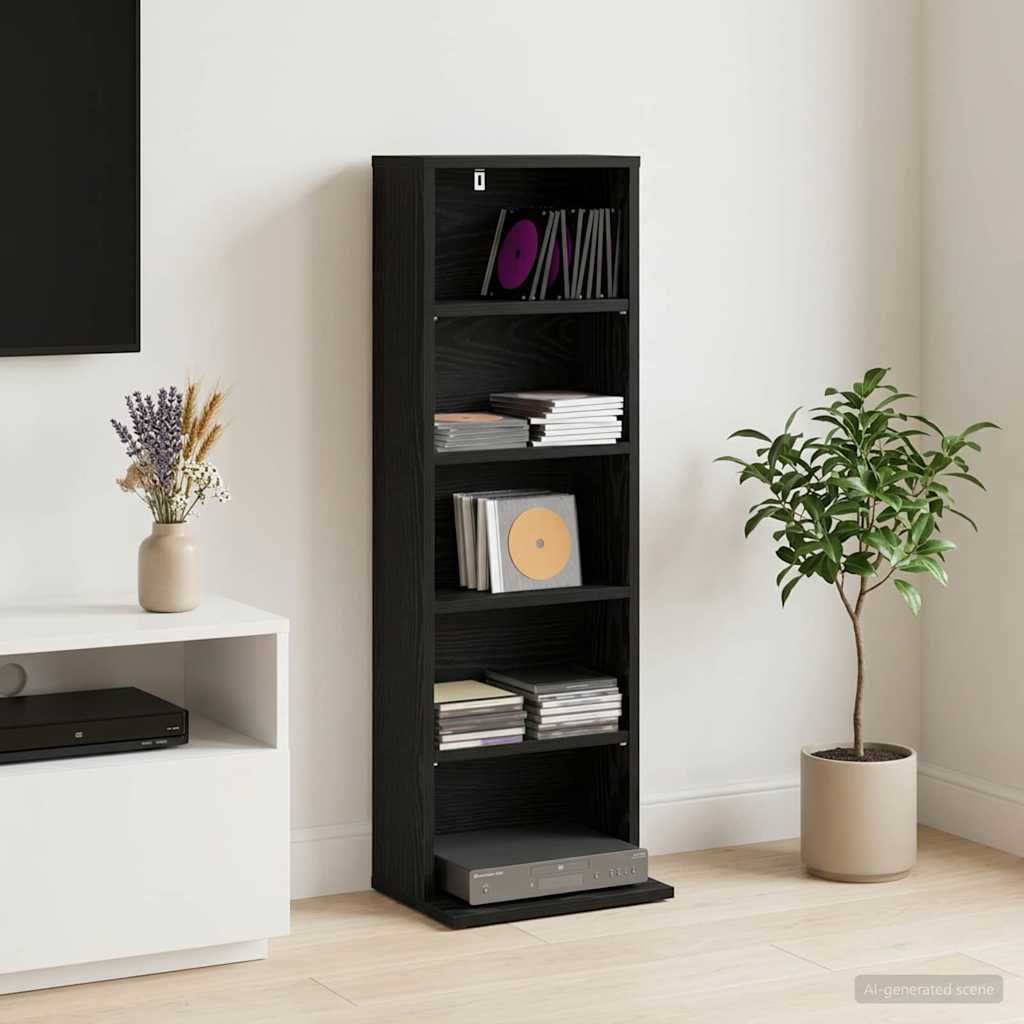 CD Skab Sort eg 33 x 23,5 x 97,5 cm Konstrueret træ