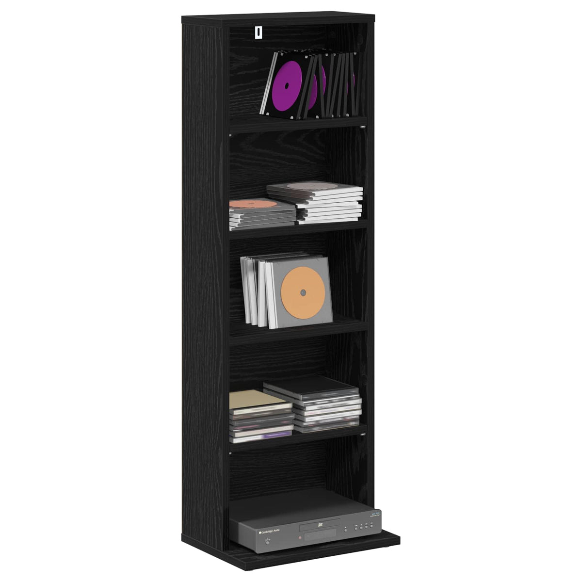 CD Skab Sort eg 33 x 23,5 x 97,5 cm Konstrueret træ