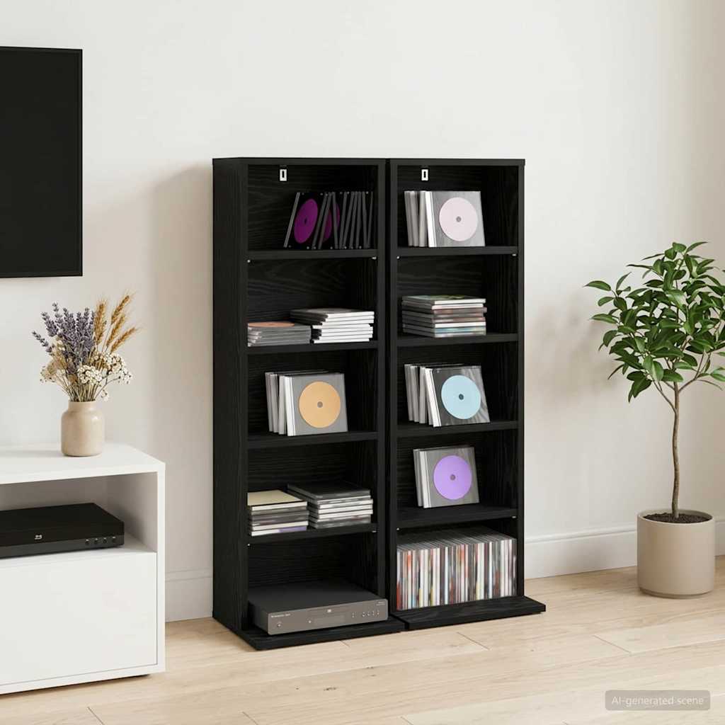 CD Skab 2 stk. Sort eg 33 x 23,5 x 97,5 cm Konstrueret træ