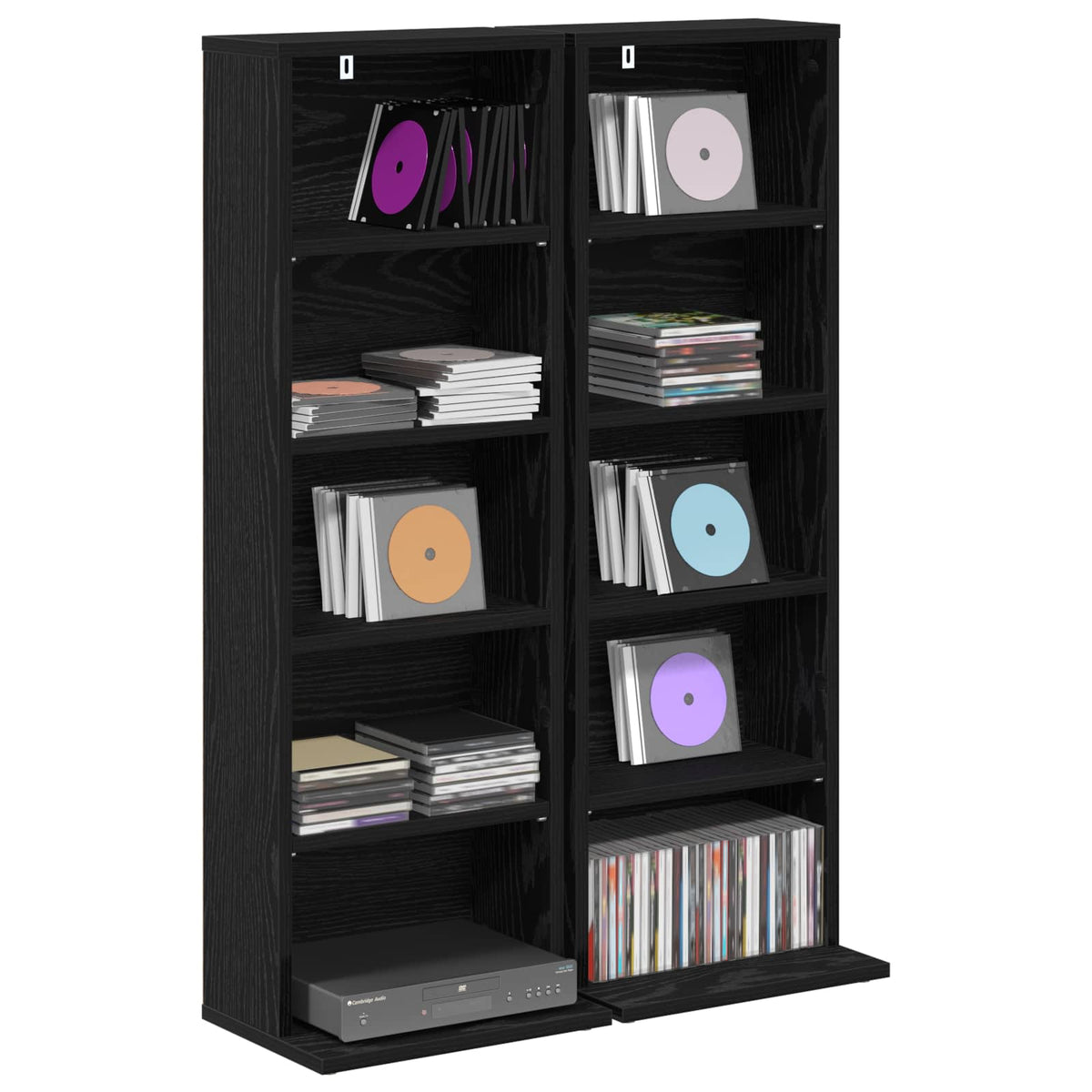 CD Skab 2 stk. Sort eg 33 x 23,5 x 97,5 cm Konstrueret træ