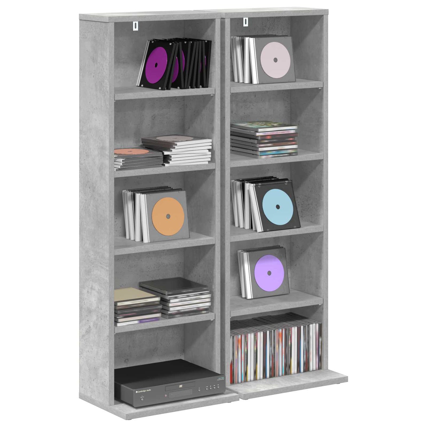 CD Skab 2 stk. Betongrå 33 x 23,5 x 97,5 cm Konstrueret træ