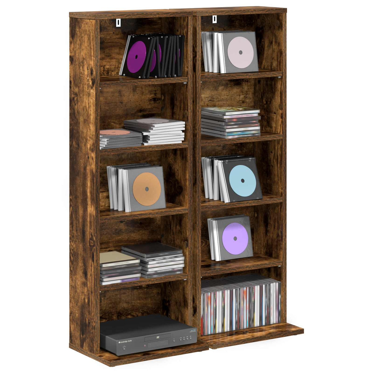CD Skab 2 stk. Røget eg 33 x 23,5 x 97,5 cm Konstrueret træ
