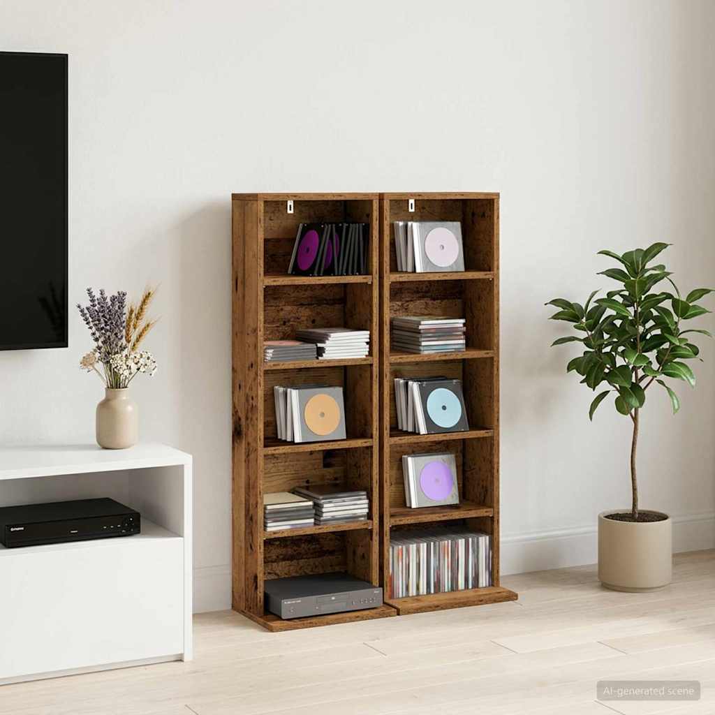 CD Skab 2 stk. Gammelt træ 33 x 23,5 x 97,5 cm Konstrueret træ