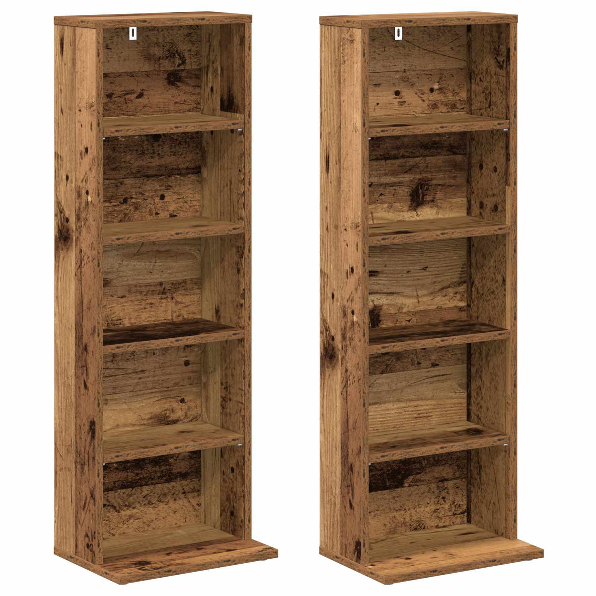 CD Skab 2 stk. Gammelt træ 33 x 23,5 x 97,5 cm Konstrueret træ