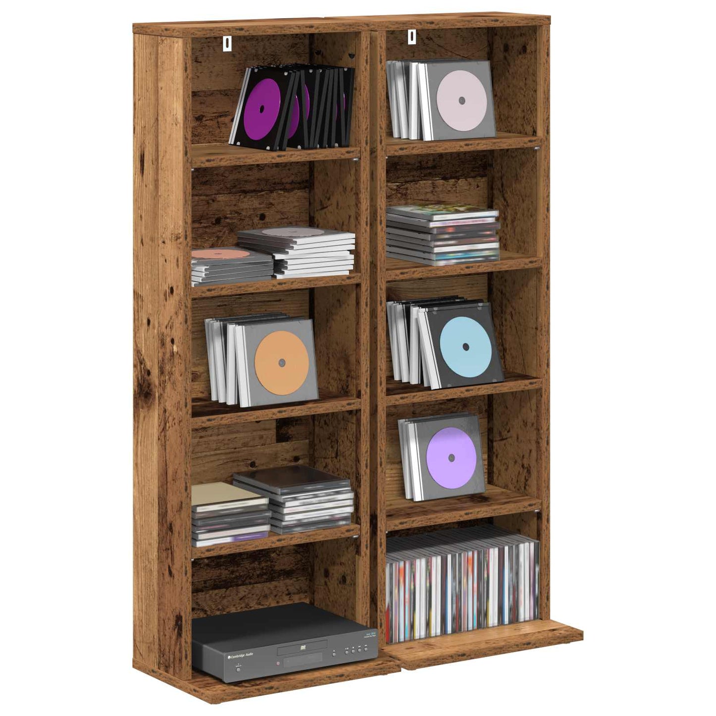 CD Skab 2 stk. Gammelt træ 33 x 23,5 x 97,5 cm Konstrueret træ