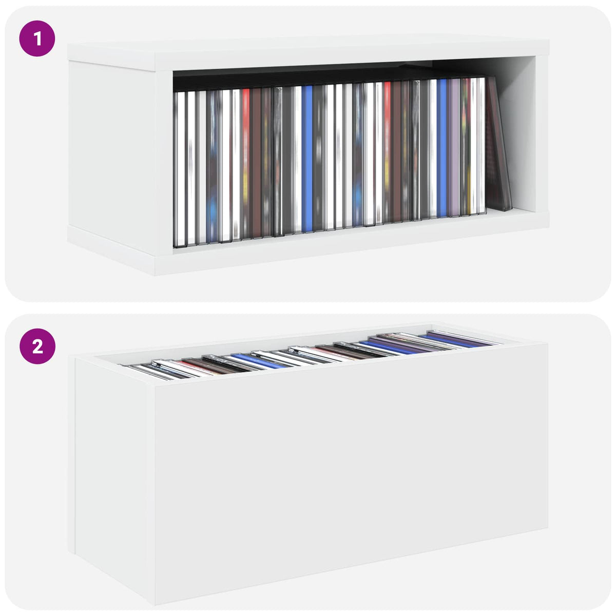 CD Opbevaringsrække Hvid 40 x 17 x 17 cm Konstrueret træ