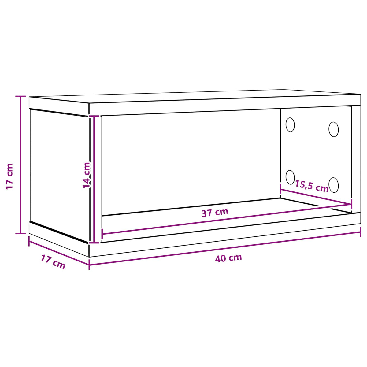 CD Opbevaringsrække Sort eg 40 x 17 x 17 cm Konstrueret træ