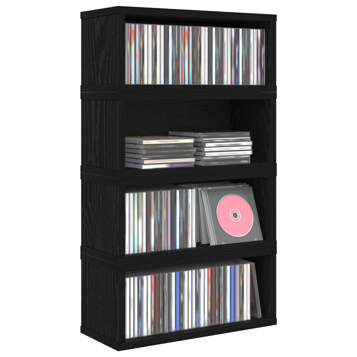 CD Opbevaringsrække 4 stk. Sort eg 40 x 17 x 17 cm