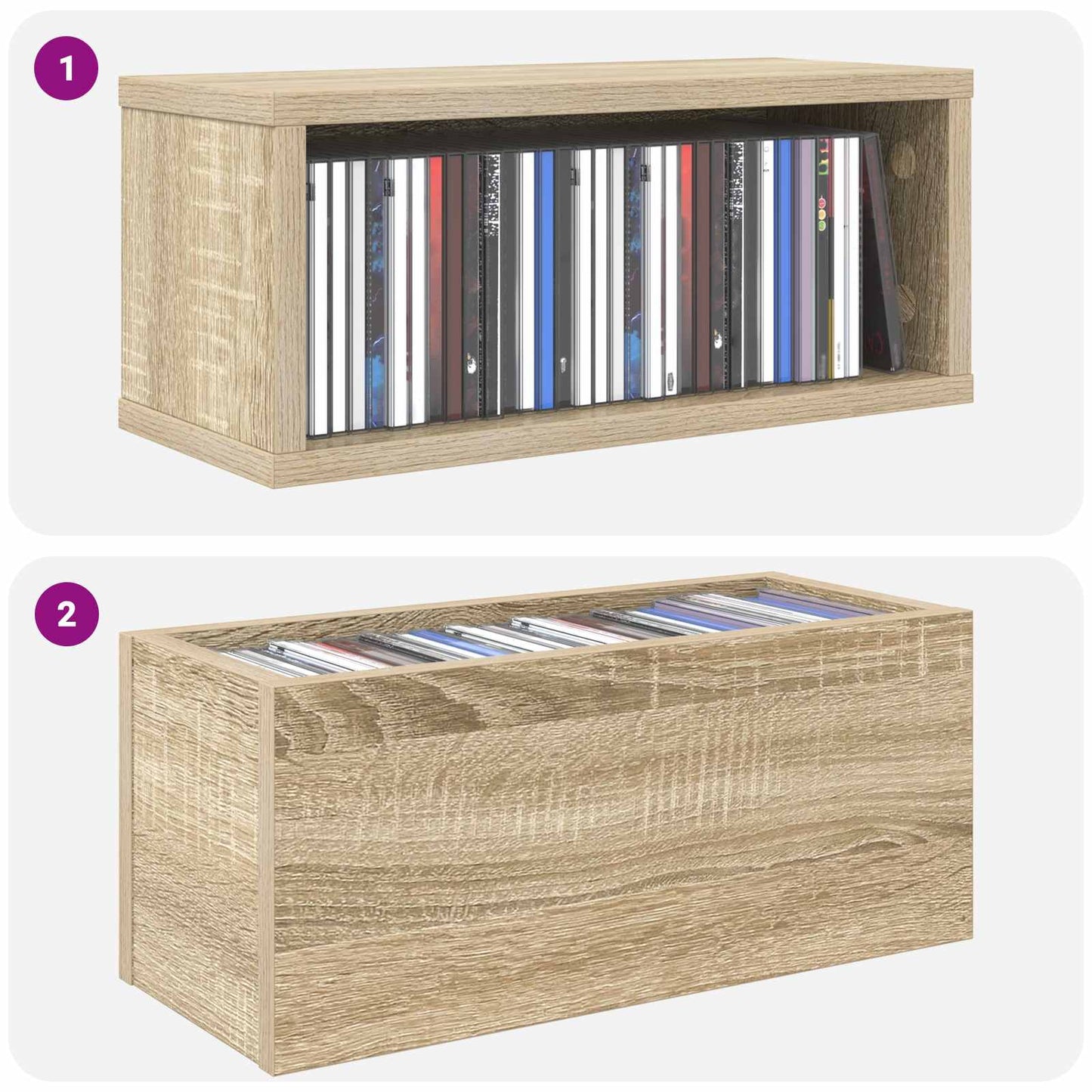 CD Opbevaringsrække Sonoma-eg 40 x 17 x 17 cm Konstrueret træ